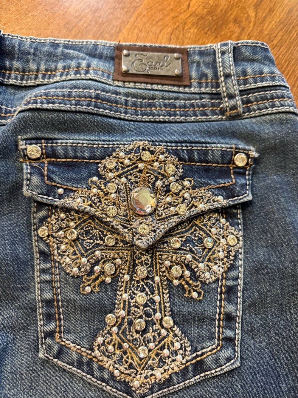 Embellished Earl Jean Blue Denim Shorts